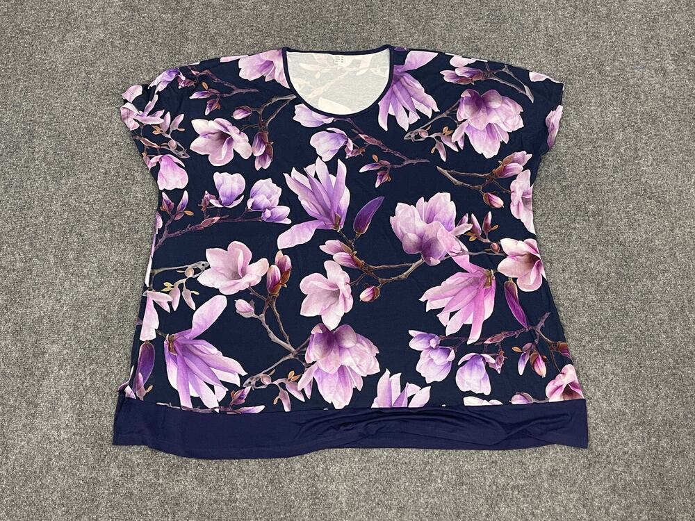 Harmony Blouse Womens 28 Tee Shirt EU:58 Plus Big Floral Short Sleeve N307
